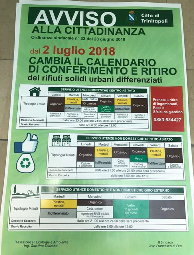 nuovo calendario raccolta