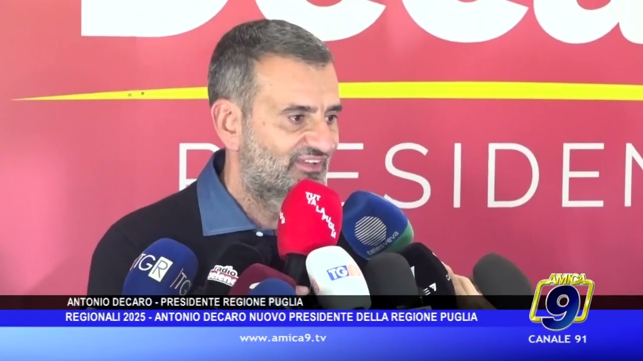 Regionali 2025: Antonio Decaro è il nuovo presidente della Regione Puglia