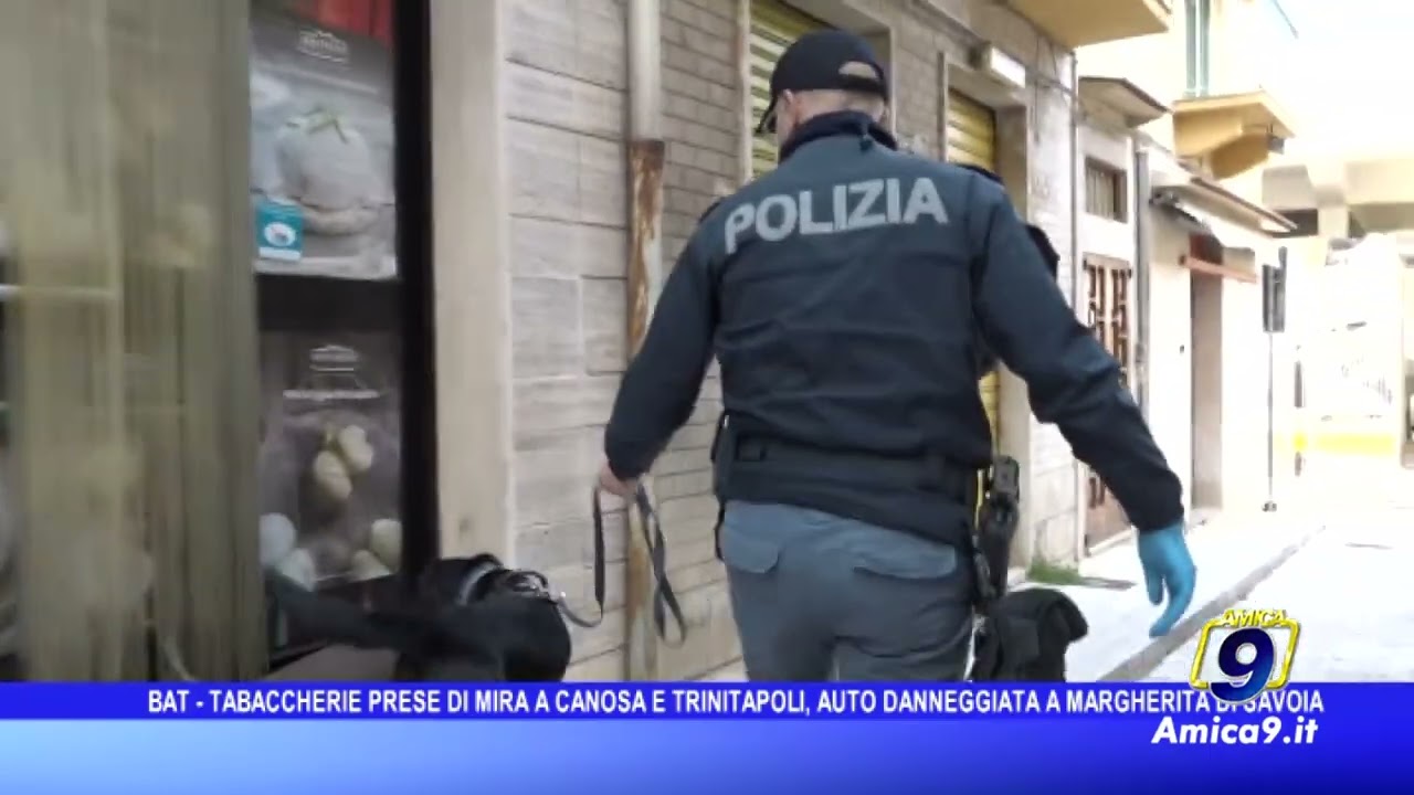 Tabaccherie nel mirino a Canosa e Trinitapoli, auto danneggiate a Margherita di Savoia